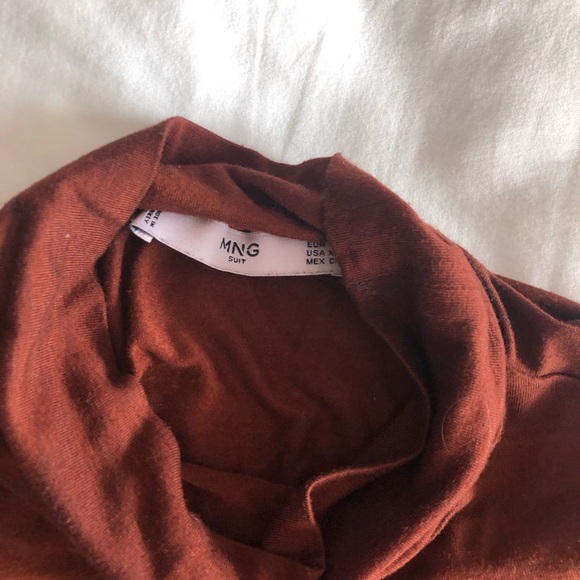 Mango Rust Dark Orange Red Mock neck Turtleneck Long sleeve - Picture 5 of 5